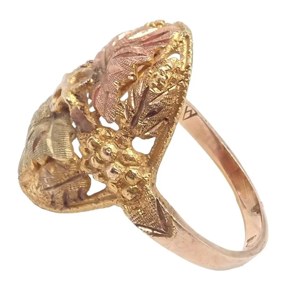 Vintage Estate 10k Multi Color Black Hills Gold Ring sz 5.5 - Picture 2 of 6